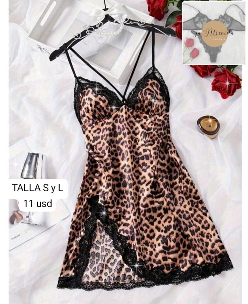 Camisón de mujer con esp de leopardo