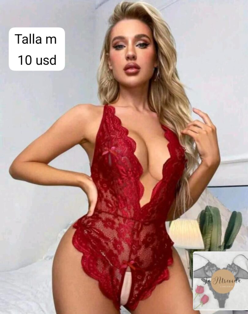 Body de encaje floral rojo