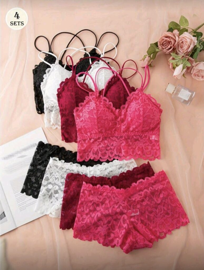 Conjunto de encaje de bragas y sostén
